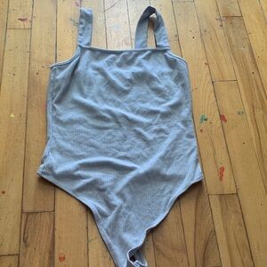 American Eagle Outfitters Light Gray Ribbed bodysuit
